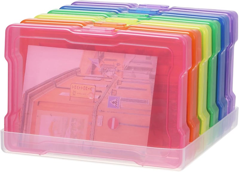 OMNISAFE 4x6 Photo Storage Cases, 6 Inner Colorful Plastic Craft Storage Container, Acid-Free Box for Pictures, Crafts, Scrapbooking, Photo Keeper - Image 1